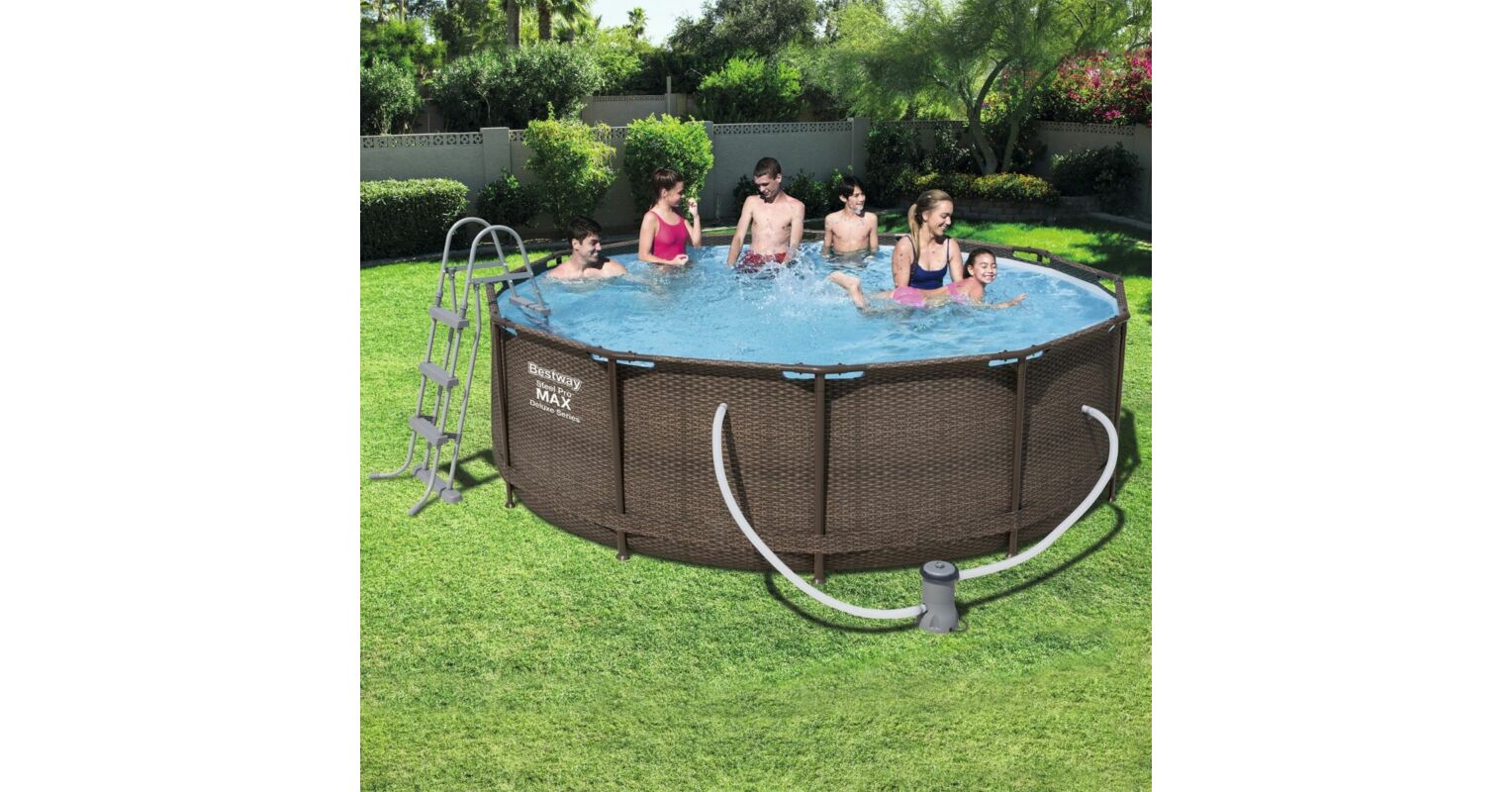 MYKONOS LUX rattan hatású fémvázas medence szett 366 x 100 MYKONOS LUX rattan hatású fémvázas medence szett 366 x 100